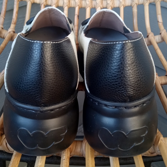 New Wonders Black/White Leather Loafers Size 71/2 / 38 - Picture 11 of 15